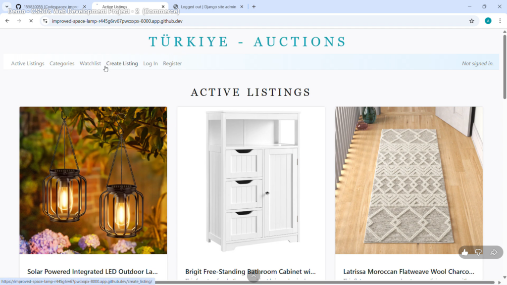 Auction Marketplace - Project Screenshot