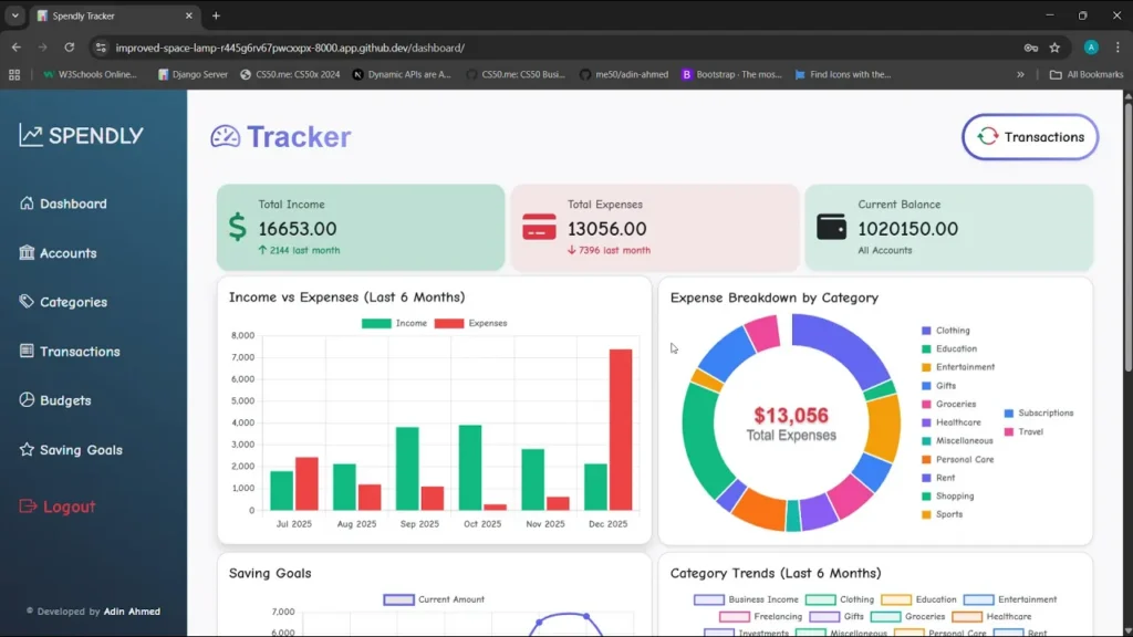 Personal Finance Tracker - Project Screenshot